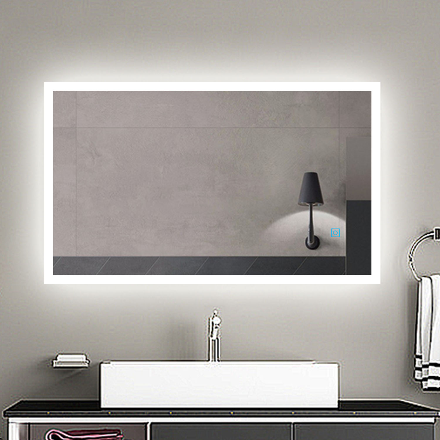 LED Bathroom Mirror Light Illuminated Demister Pad Touch Control Wall